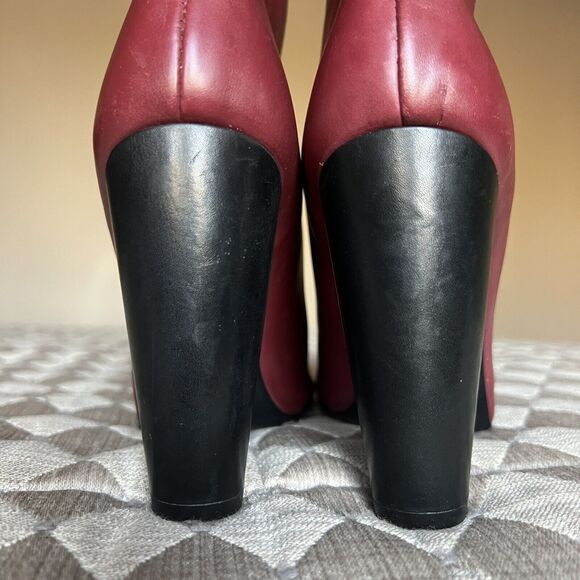 Tibi Red Leather Slip On Heeled Fashion Ankle Boots Booties Women’s EU 36.5 US 6 - Picture 13 of 16